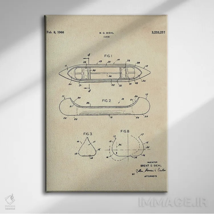 تابلو دکوراتیو پتنت قایق کانوی II اثر پل رومر - نمای روبهرو روی دیوار