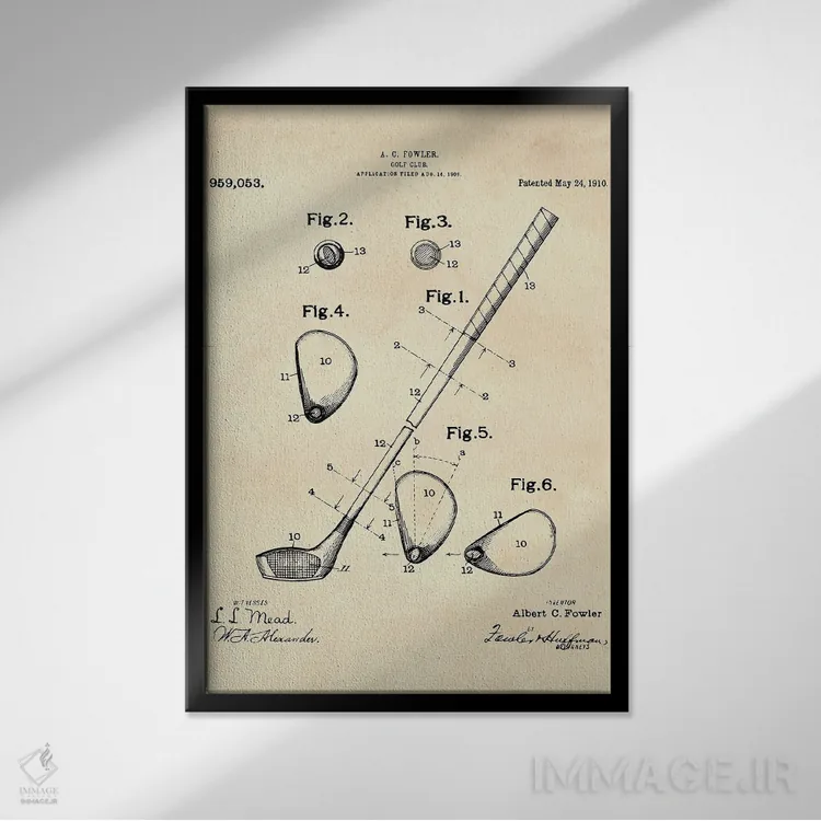 تابلو دکوراتیو پتنت چوب گلف II اثر پل رومر - نمای قابدار مشکی