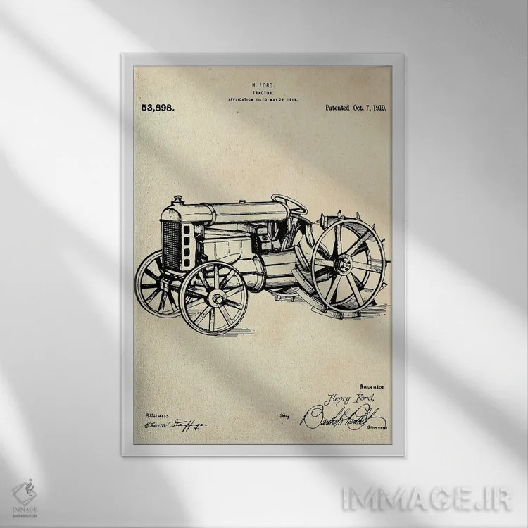 تابلو دکوراتیو پتنت تراکتور II اثر پل رومر - نمای قابدار سفید