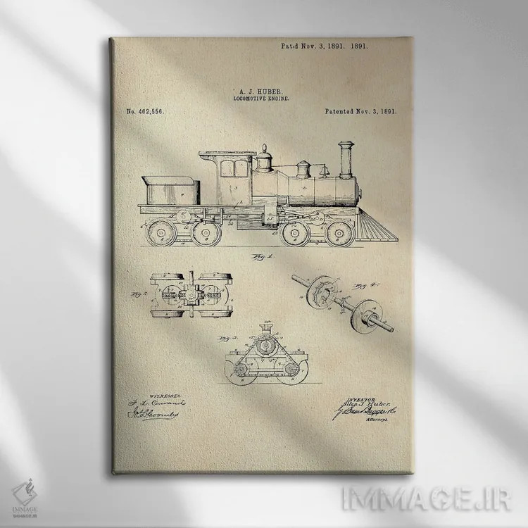 تابلو دکوراتیو پتنت لوکوموتیو II اثر پل رومر - نمای روبهرو روی دیوار