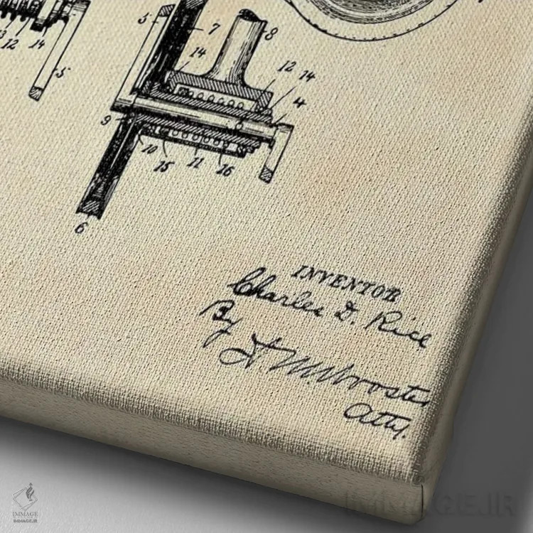 تابلو دکوراتیو پتنت دوچرخه IX اثر پل رومر - نمای نزدیک بافت بوم