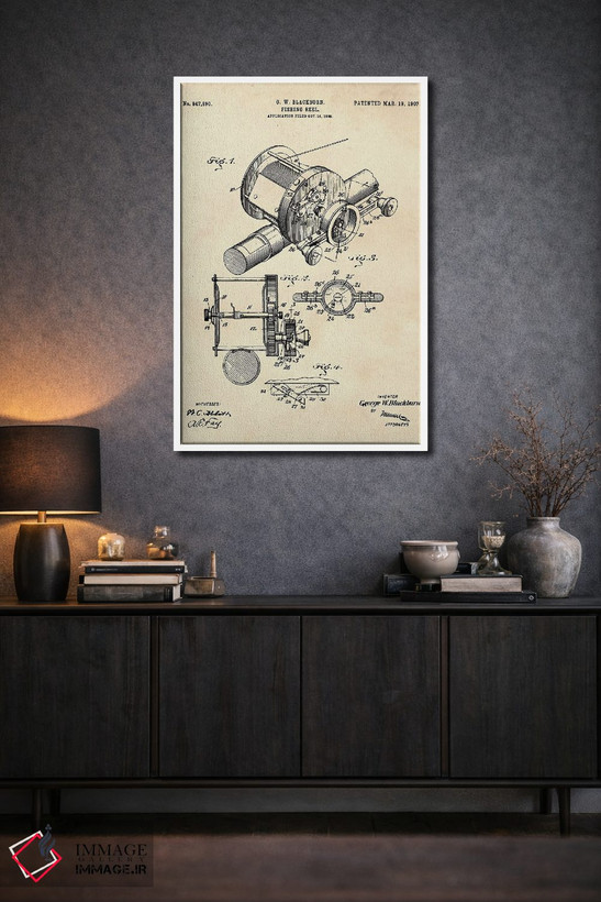 تابلو دکوراتیو حق ثبت اختراع چرخ ماهیگیری II اثر پل رومر - D1W