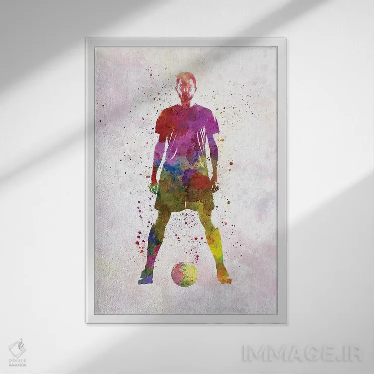 تابلو دکوراتیو بازیکن فوتبال مرد XI اثر پل رومر - نمای قابدار سفید