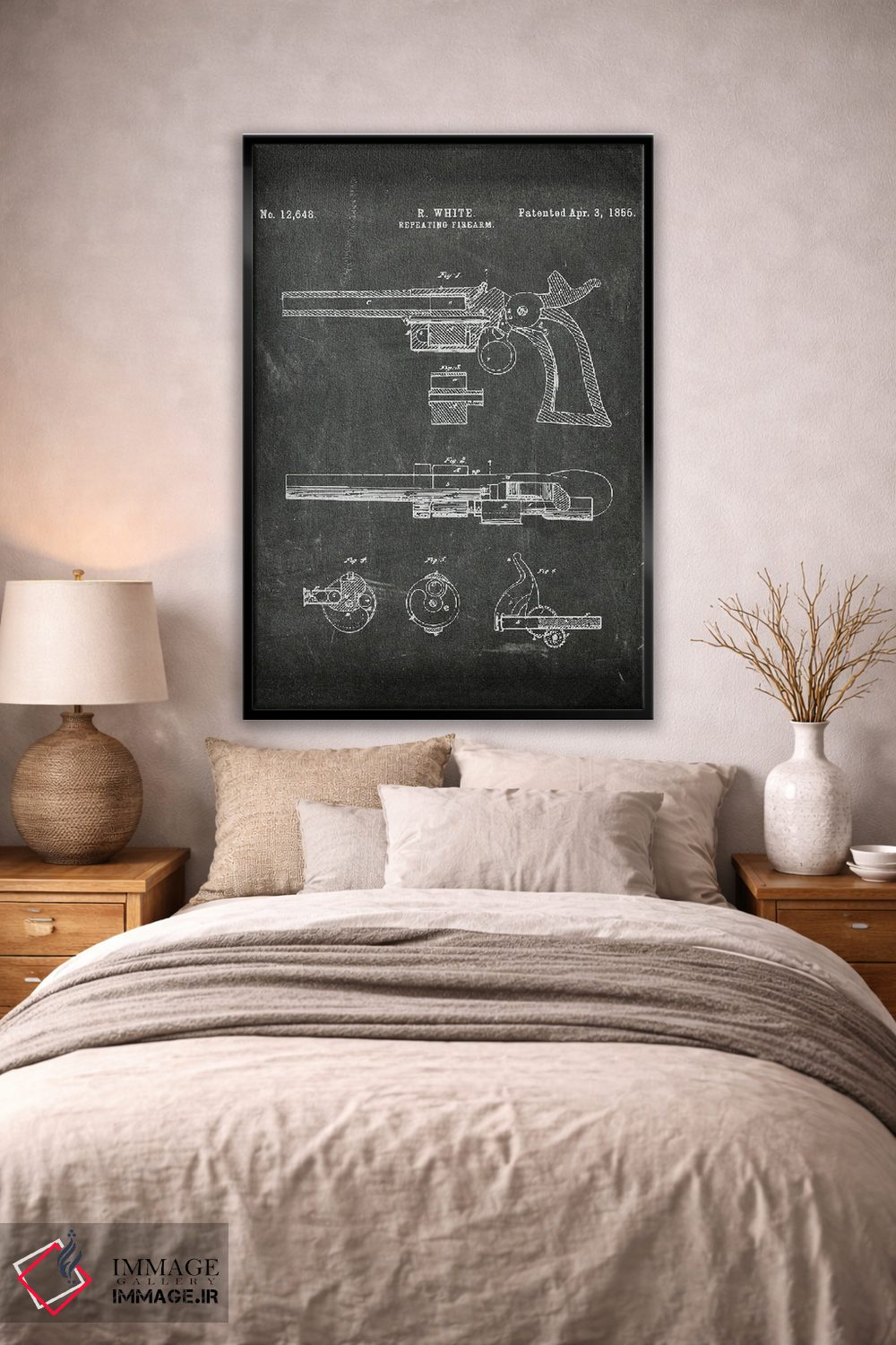 تابلو دکوراتیو حق ثبت اختراع سلاح تکرارشونده I اثر پل رومر - D2B