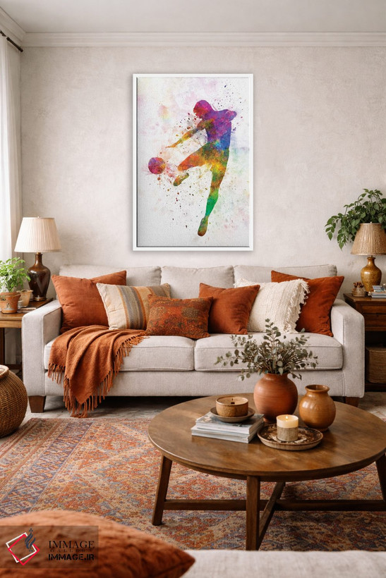 تابلو دکوراتیو بازیکن فوتبال مرد در حال ضربه پرشی III اثر پل رومر - D1W