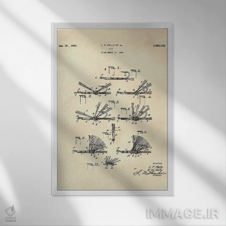تابلو دکوراتیو حق ثبت اختراع مگس MMII اثر پل رومر - نمای قابدار سفید