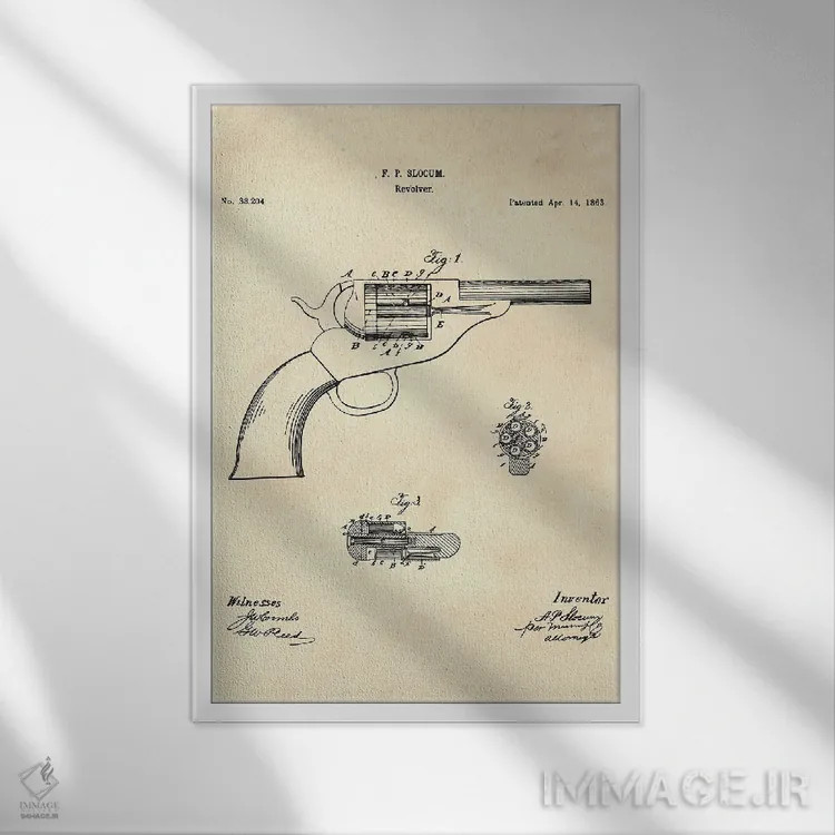 تابلو دکوراتیو اختراع رولور اثر پل رومر - نمای قابدار سفید