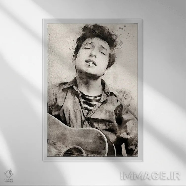 تابلو دکوراتیو باب دیلن اثر پل رومر - نمای قابدار سفید