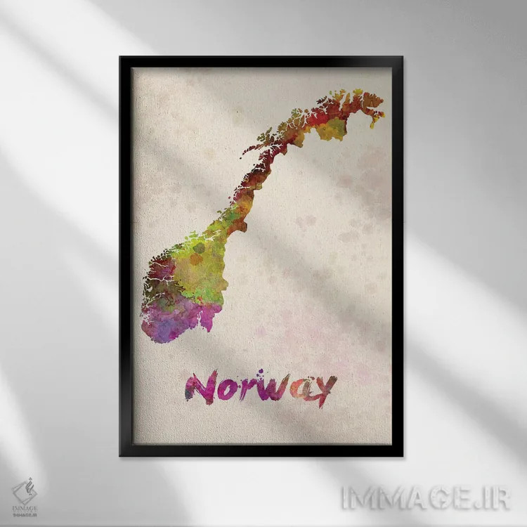 تابلو دکوراتیو نروژ به سبک آبرنگ اثر پل رومر - نمای قابدار مشکی