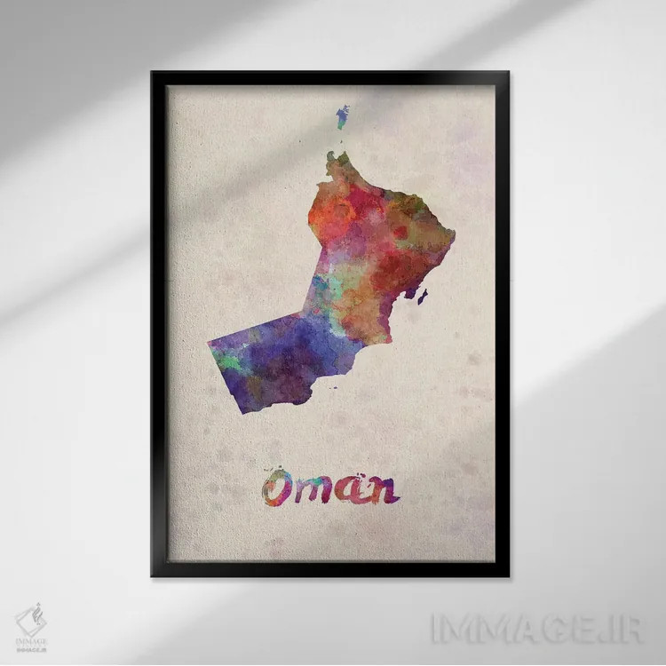 تابلو دکوراتیو عمان در سبک آبرنگ اثر پل رومر - نمای قابدار مشکی