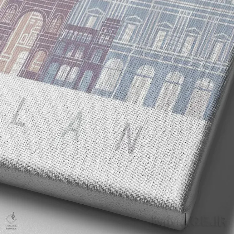 تابلو دکوراتیو پوستر پاستل خط افق میلان اثر پل رومر - نمای نزدیک بافت بوم