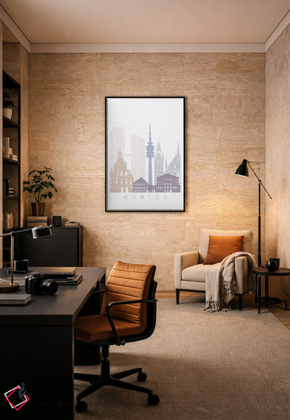 تابلو دکوراتیو پوستر پاستل خط افق مونیخ اثر پل رومر - D6B