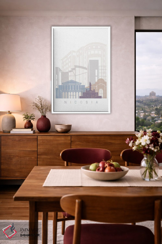 تابلو دکوراتیو پوستر منظره افق نیکوزیا با پاستل اثر پل رومر - D4W