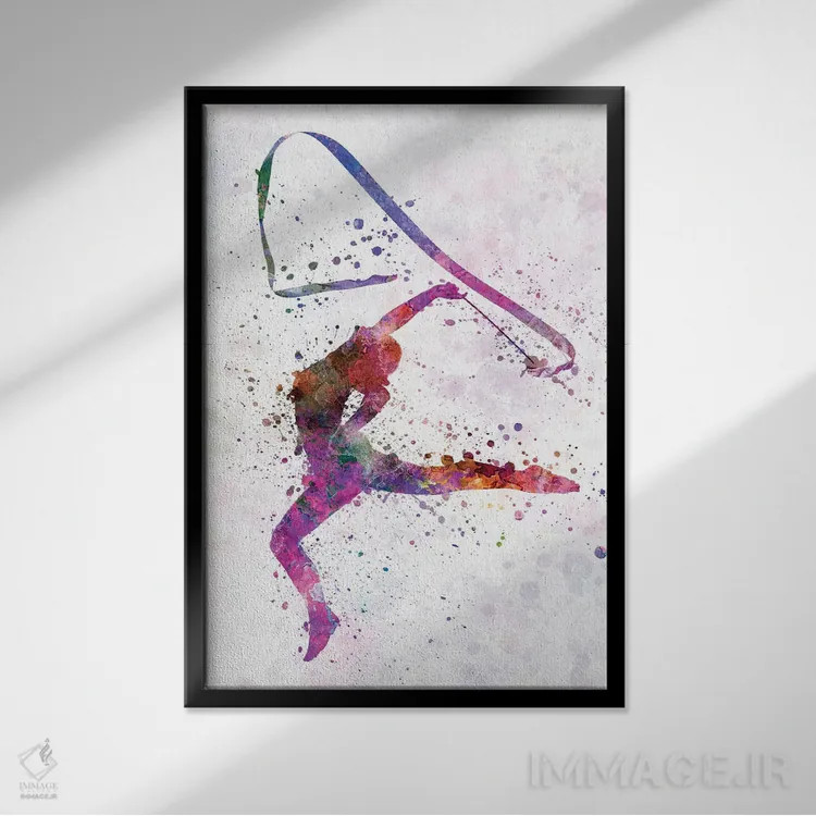 تابلو دکوراتیو ژیمناستیک ریتمیک شماره ۳ اثر پل رومر - نمای قابدار مشکی