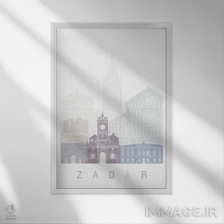 تابلو دکوراتیو پوستر افق زادار به سبک پاستل اثر پل رومر - نمای قابدار سفید