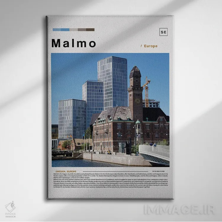 تابلو دکوراتیو پوستر منظره مالمو اثر پل رومر - نمای روبهرو روی دیوار