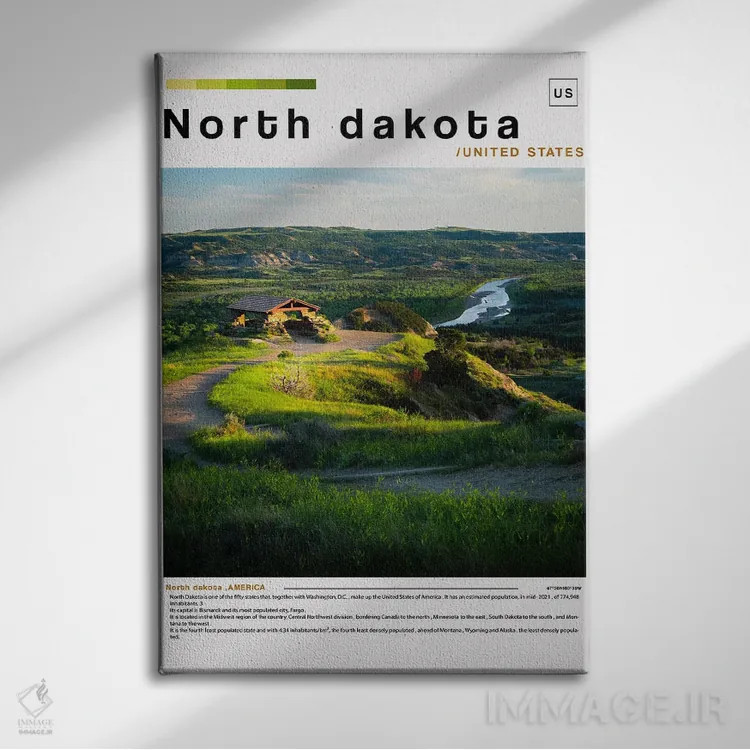تابلو دکوراتیو پوستر منظره داکوتای شمالی اثر پل رومر - نمای روبهرو روی دیوار