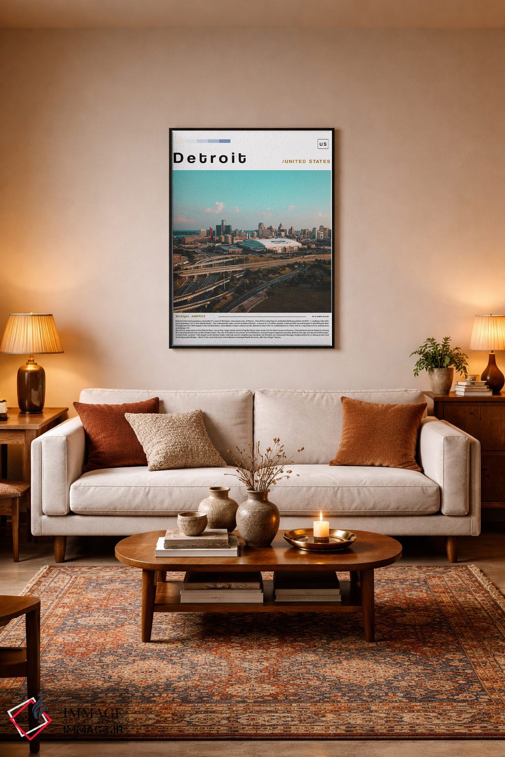 تابلو دکوراتیو پوستر منظره دیترویت اثر پل رومر - D5B