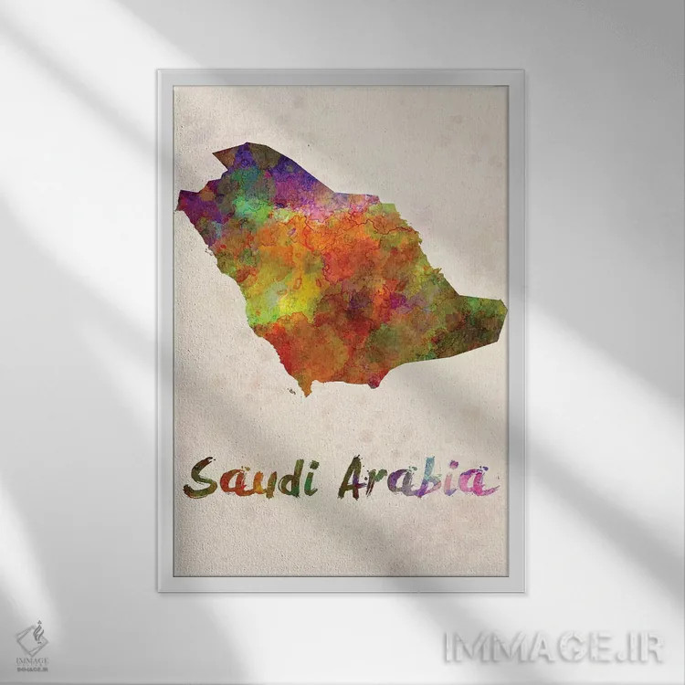 تابلو دکوراتیو عربستان سعودی در آبرنگ اثر پل رومر - نمای قابدار سفید