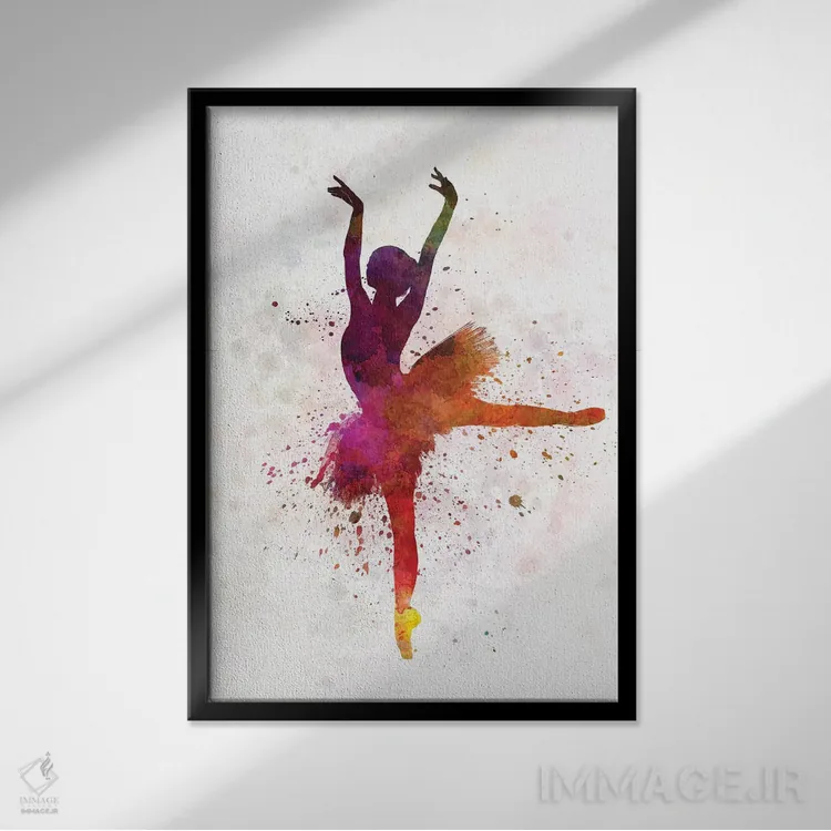 تابلو دکوراتیو رقصنده باله شماره ۸ اثر پل رومر - نمای قابدار مشکی