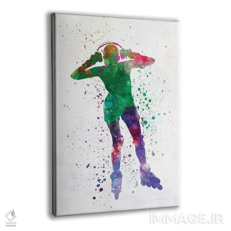 تابلو دکوراتیو زن با کفش غلتکی در آبرنگ شماره ۴ اثر پل رومر - نمای پرسپکتیو محصول