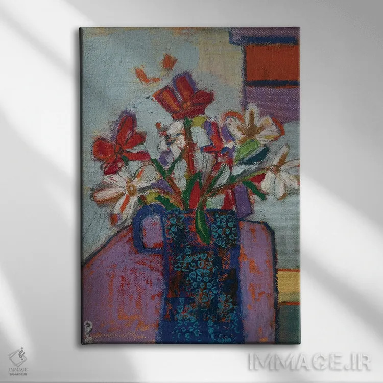 تابلو دکوراتیو دسته گل جان اثر پاونی سی - نمای روبهرو روی دیوار