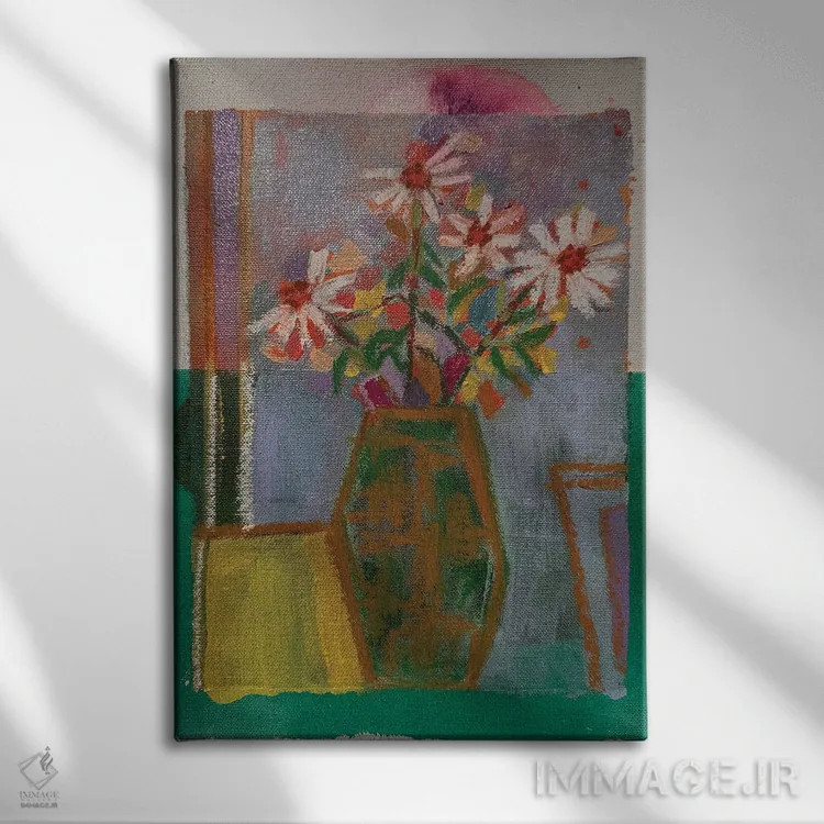 تابلو دکوراتیو گلدان مارتا اثر پاونی سی - نمای روبهرو روی دیوار