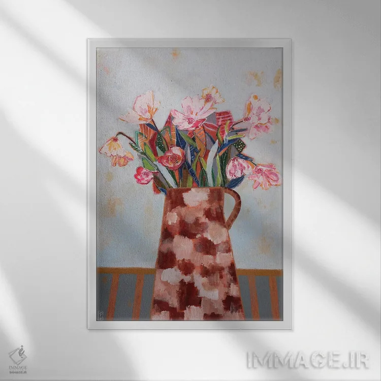 تابلو دکوراتیو آفتاب تابستانی در باغ من اثر پاونی سی - نمای قابدار سفید