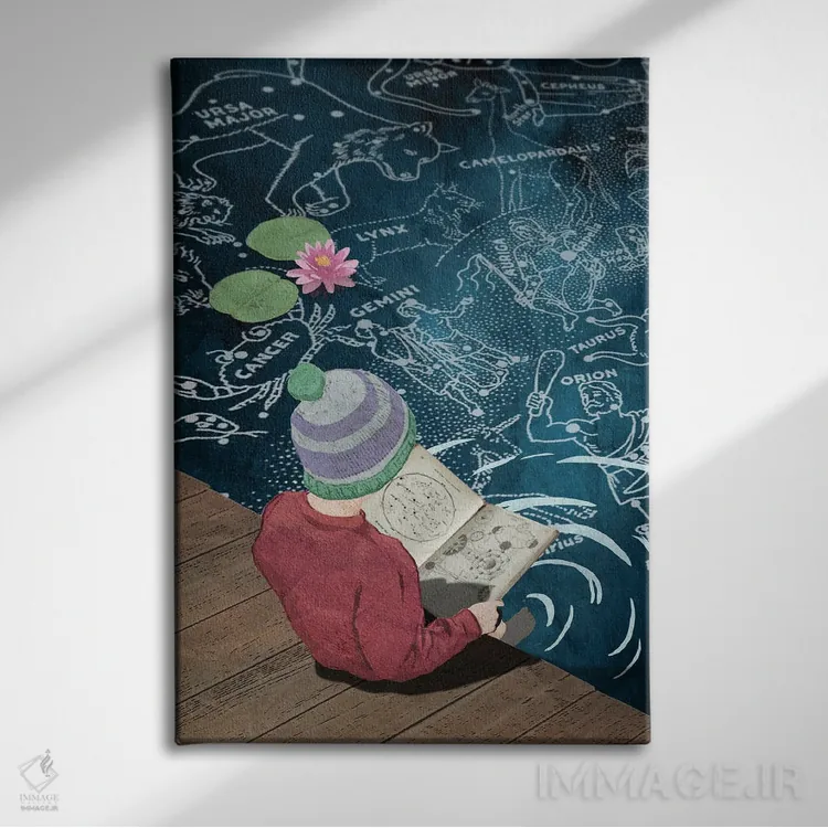 تابلو دکوراتیو آسمان در شب اثر پیتر والترز - نمای روبهرو روی دیوار