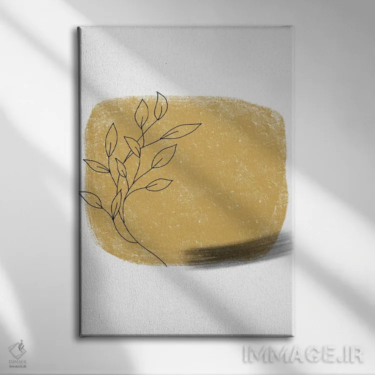 تابلو مینیمال مربع طلایی گلدار با گچ دالیا اثر پیکسی پیپر - نمای روبهرو روی دیوار