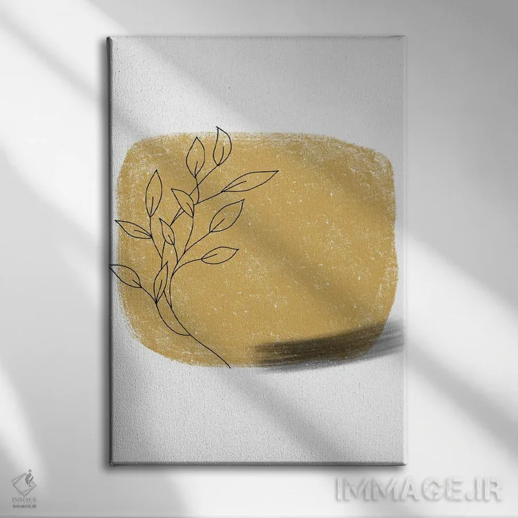 تابلو مینیمال مربع طلایی گلدار با گچ دالیا اثر پیکسی پیپر - نمای روبهرو روی دیوار