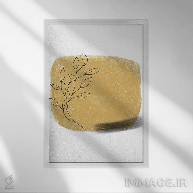 تابلو مینیمال مربع طلایی گلدار با گچ دالیا اثر پیکسی پیپر - نمای قابدار سفید