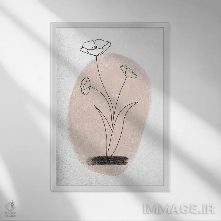 تابلو مینیمال گل دایره ای صورتی با گچ دالیا اثر پیکسی پیپر - نمای قابدار سفید