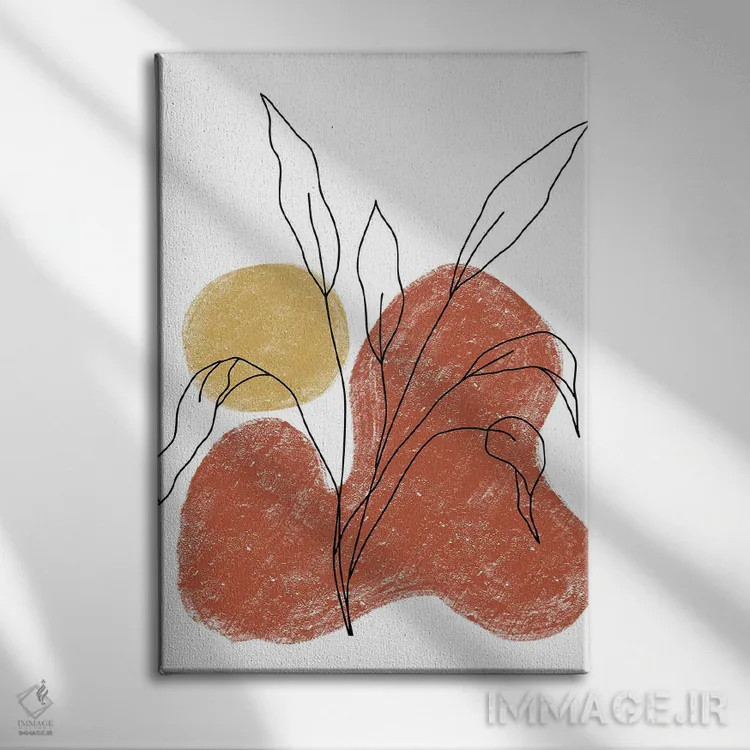 تابلو مینیمال گل قرمز با گچ دالیا اثر پیکسی پیپر - نمای روبهرو روی دیوار
