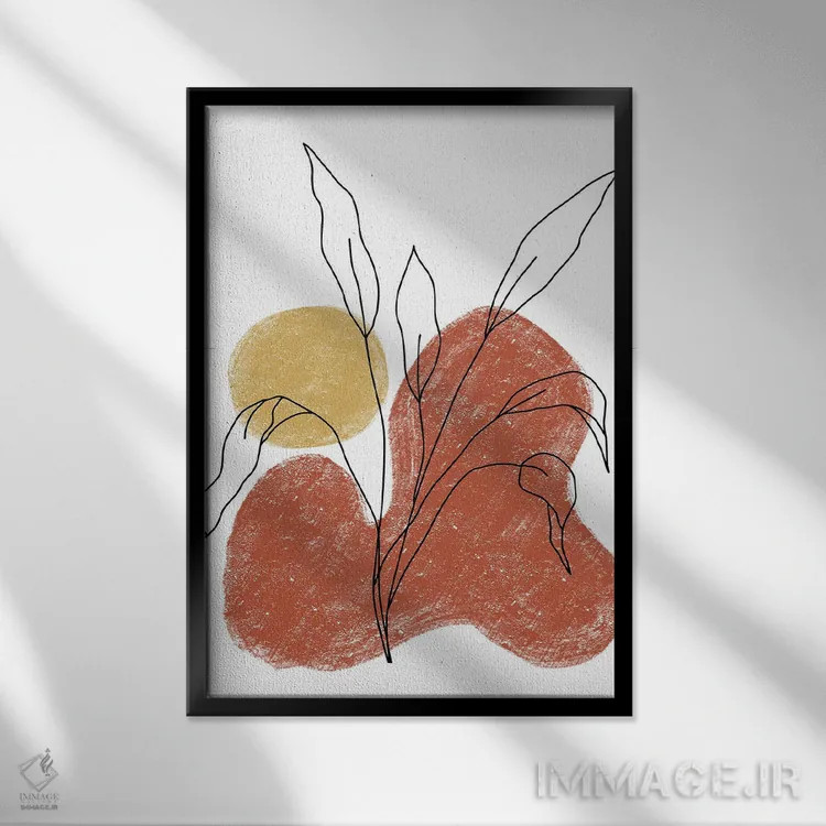 تابلو مینیمال گل قرمز با گچ دالیا اثر پیکسی پیپر - نمای قابدار مشکی