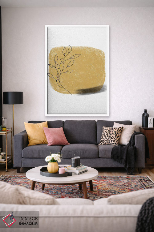 تابلو مینیمال مربع طلایی گلدار با گچ دالیا اثر پیکسی پیپر - D1W