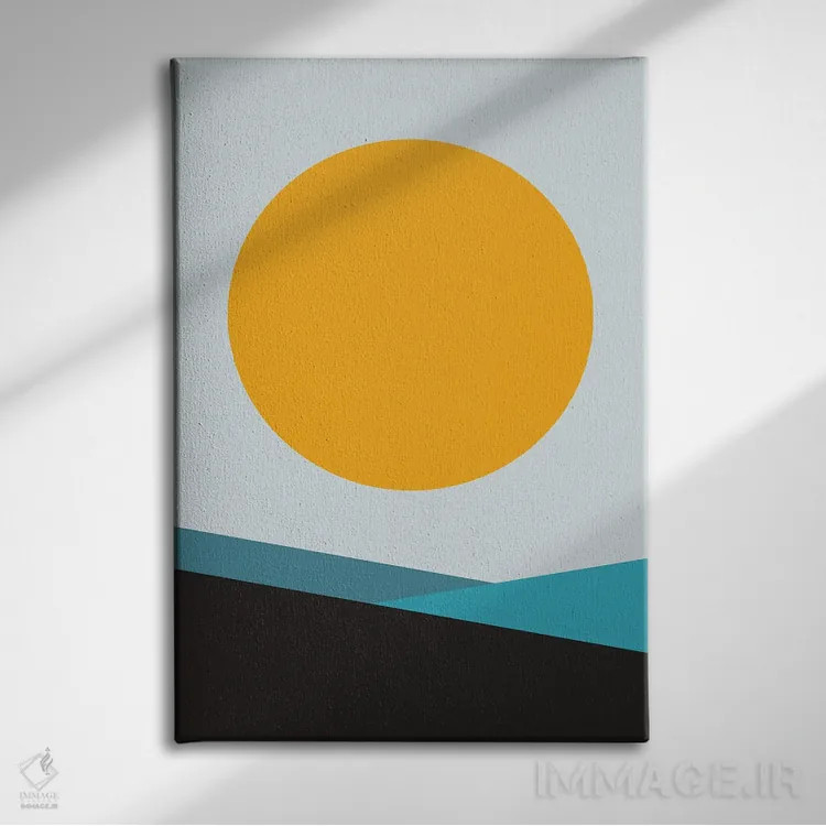 تابلو مینیمال خورشید بزرگ تیال میتا شش اثر پیکسی پیپر - نمای روبهرو روی دیوار
