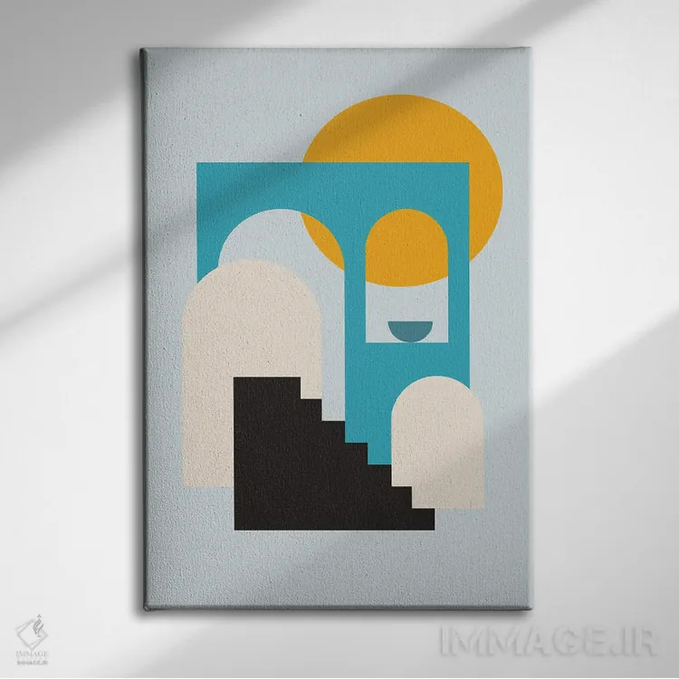 تابلو مینیمال پله های تیال میتا به خورشید پنج اثر پیکسی پیپر - نمای روبهرو روی دیوار