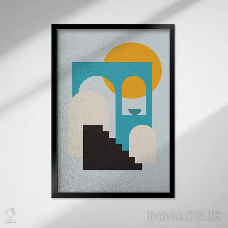 تابلو مینیمال پله های تیال میتا به خورشید پنج اثر پیکسی پیپر - نمای قابدار مشکی