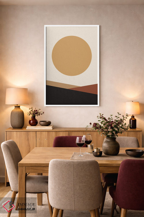 تابلو مینیمال شن و خورشید بزرگ میکا هفده اثر پیکسی پیپر - D4W