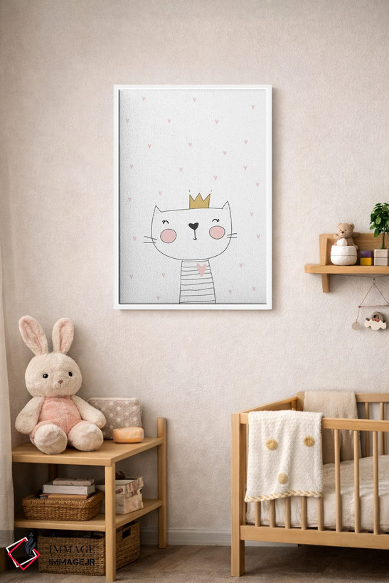 تابلو مینیمال گربه با تاج و ستاره اثر پیکسی پیپر - D3W