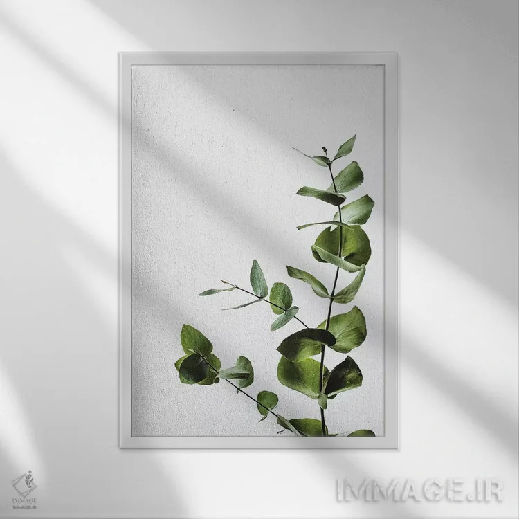 تابلو دکوراتیو گیاه سبز زیبا و شیک اثر پیکسی پیپر - نمای قابدار سفید