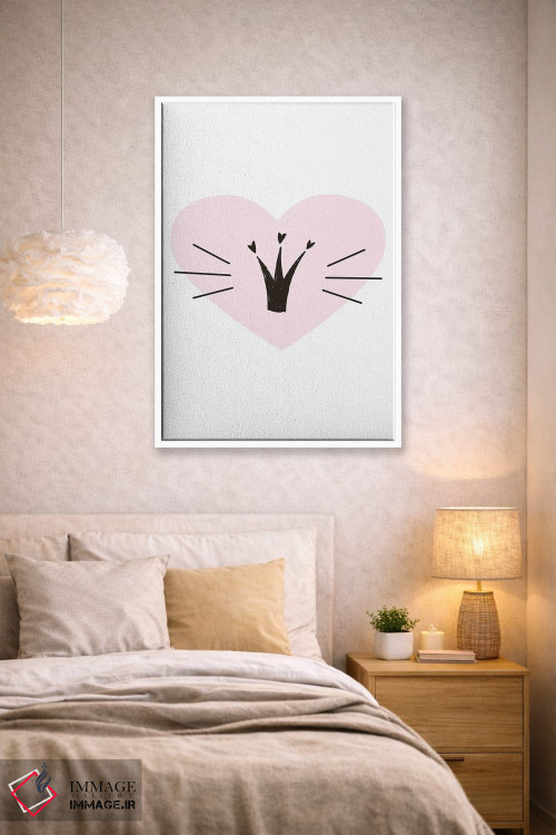 تابلو دکوراتیو قلب با تاج صورتی اثر پیکسی پیپر - D1W