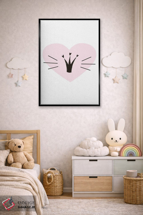 تابلو دکوراتیو قلب با تاج صورتی اثر پیکسی پیپر - D5B