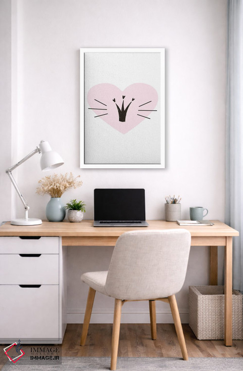تابلو دکوراتیو قلب با تاج صورتی اثر پیکسی پیپر - D6W