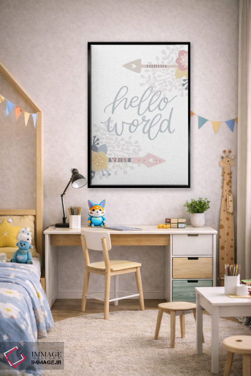 تابلو دکوراتیو سلام دنیا اثر پیکسی پیپر - D2B