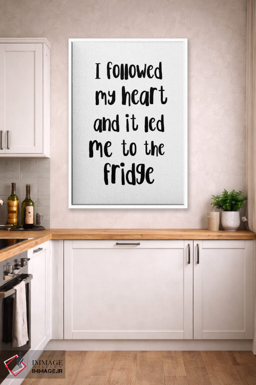 تابلو مینیمال دنباله رو قلبم شدم و به یخچال رسیدم اثر پیکسی پیپر - D3W
