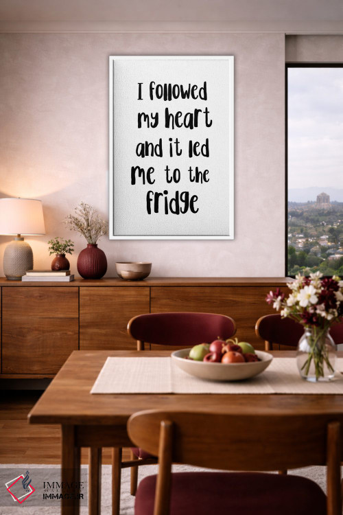 تابلو مینیمال دنباله رو قلبم شدم و به یخچال رسیدم اثر پیکسی پیپر - D4W