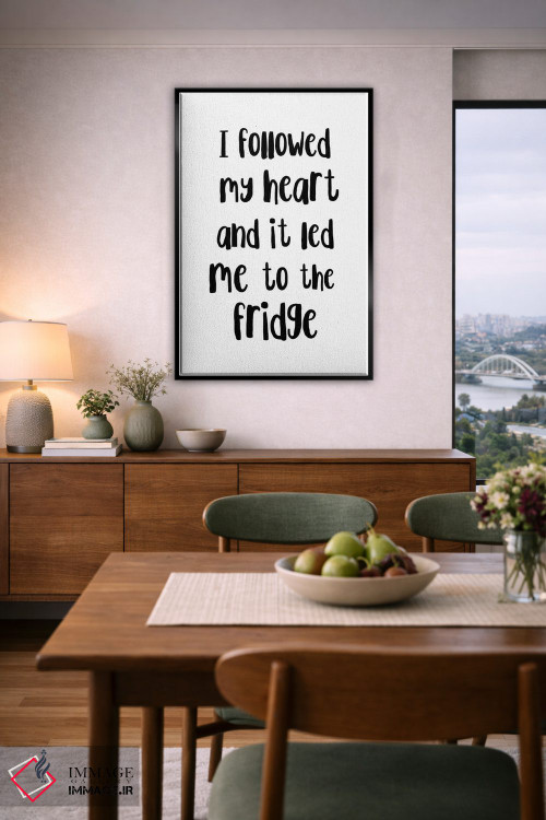 تابلو مینیمال دنباله رو قلبم شدم و به یخچال رسیدم اثر پیکسی پیپر - D6B