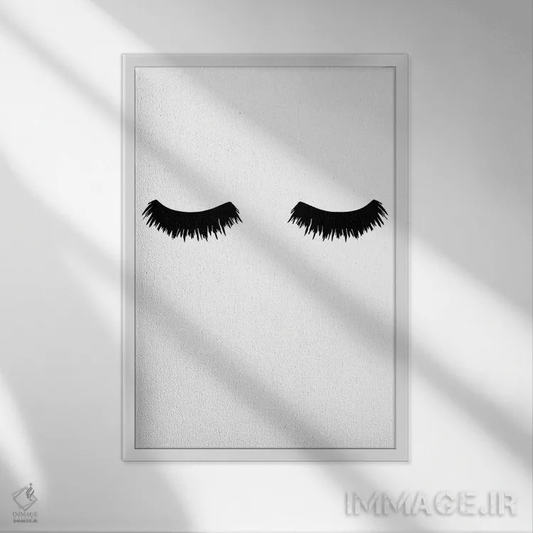 تابلو دکوراتیو مژه های برجسته اثر پیکسی پیپر - نمای قابدار سفید